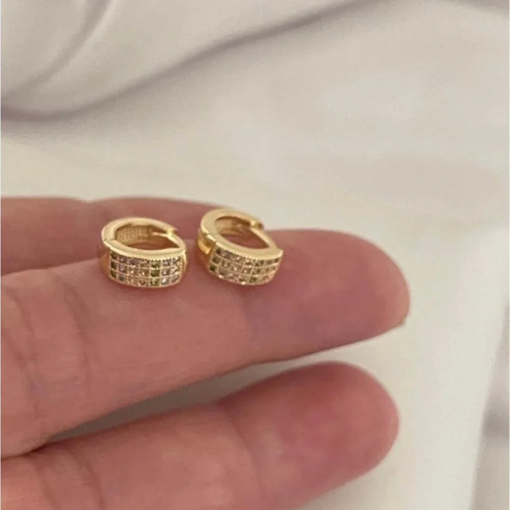 Kids Gold Pave Huggie Earrings with Sparkling Stones